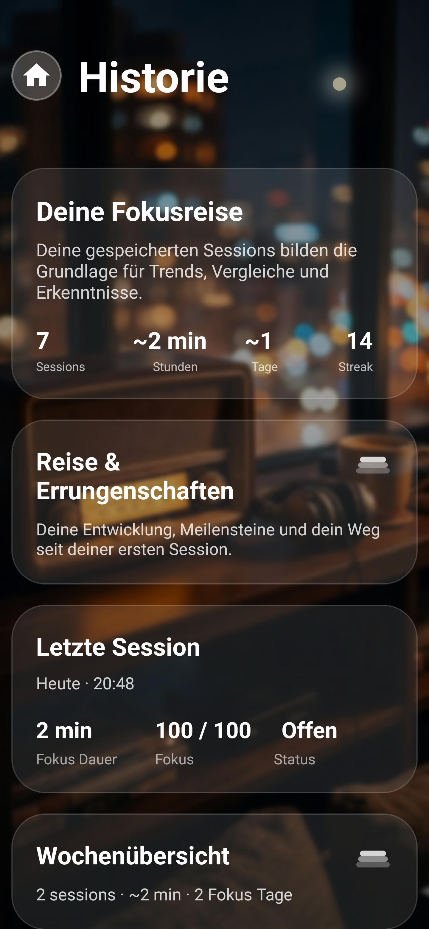 Verlauf in Focus Ready